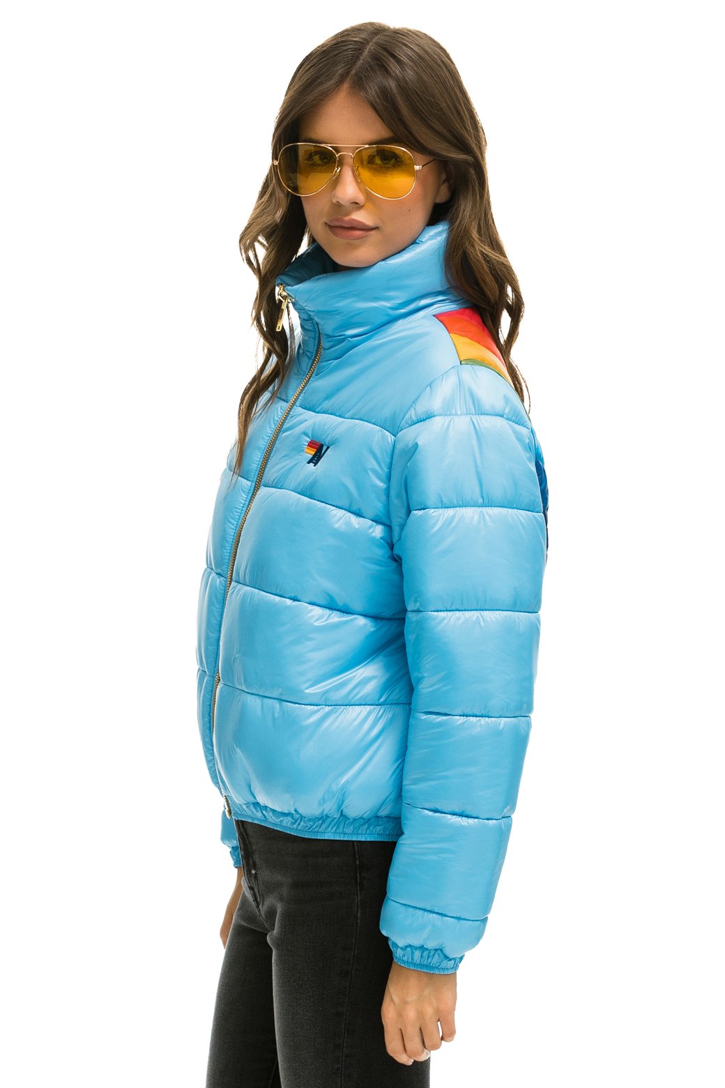 WOMEN'S SUNBURST APRES PUFFER JACKET - GLOSSY SKY Jacket Aviator Nation 